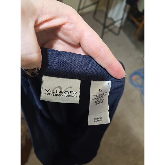 NWT Vtg Villager Navy Blue Straight Leg Formal Trousers Pants Womans Size 12 - Picture 5 of 6